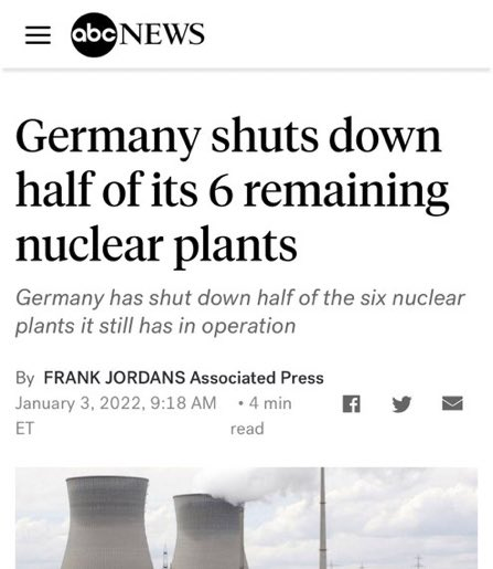 Germany shuts down half of its 6 remaining nuclear plants