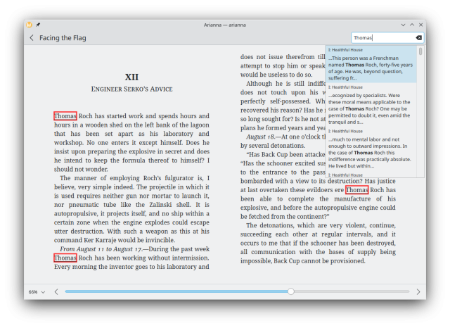 Arianna is an upcoming eBook reader created by KDE devevelopers that will work seamlessly on your desktop and mobile.