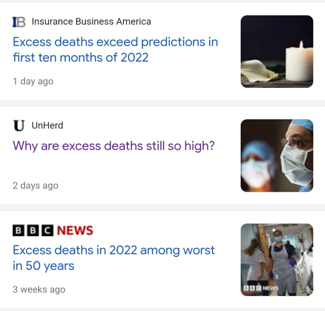 A bunch of headlines about high excess mortality