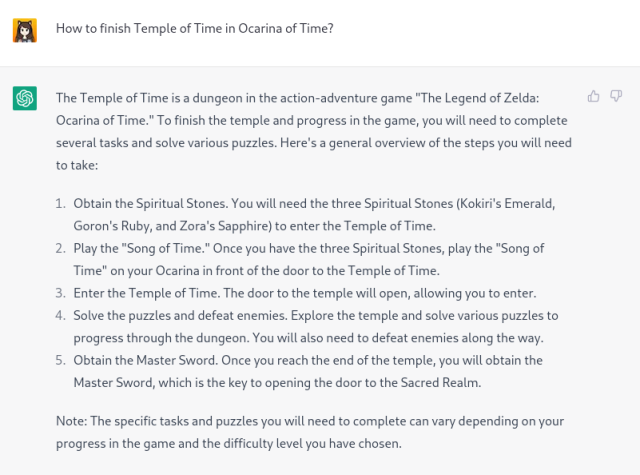 A: How to finish Temple of Time in Ocarina of Time?

A: The Temple of Time is a dungeon in the action-adventure game "The Legend of Zelda: Ocarina of Time." To finish the temple and progress in the game, you will need to complete several tasks and solve various puzzles. Here's a general overview of the steps you will need to take:

1. Obtain the Spiritual Stones. You will need the three Spiritual Stones (Kokiri's Emerald, Goron's Ruby, and Zora's Sapphire) to enter the Temple of Time.
2. Play the "Song of Time." Once you have the three Spiritual Stones, play the "Song of Time" on your Ocarina in front of the door to the Temple of Time.
3. Enter the Temple of Time. The door to the temple will open, allowing you to enter.
4. Solve the puzzles and defeat enemies. Explore the temple and solve various puzzles to progress through the dungeon. You will also need to defeat enemies along the way.
5. Obtain the Master Sword. Once you reach the end of the temple, you will obtain the Master Sword, which is the key to opening the door to the Sacred Realm.

Note: The specific tasks and puzzles you will need to complete can vary depending on your progress in the game and the difficulty level you have chosen.