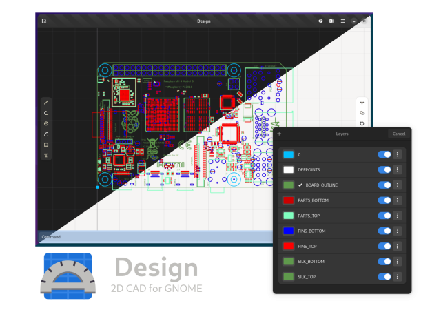 Screenshot of "Design" - A 2D CAD for GNOME