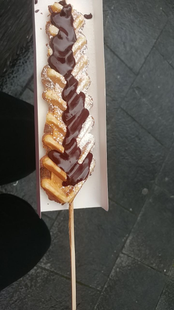 waffle on a stick with chocolate