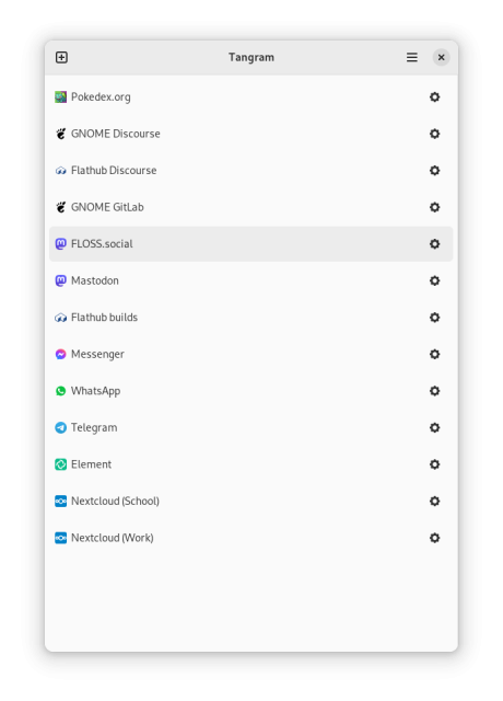 A screenshot of Tangram tabs on mobile