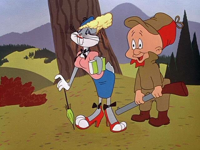 Bugs Bunny in Drag, lusted after by Elmer Fudd