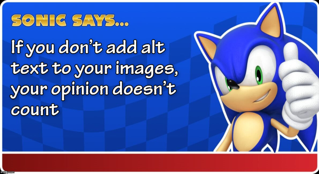 Sonic Says…If you don't add alt text to your images, your opinion doesn't count
