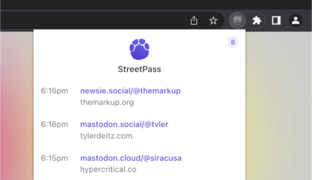 StreetPass for Mastodon
