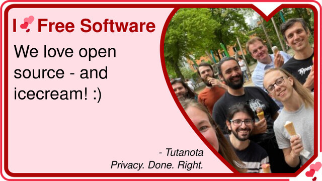 Tutanota team celebrating I Love Free Software Day