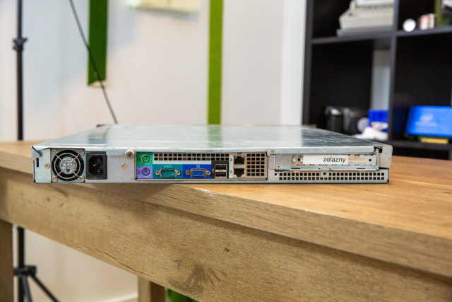 The back panel of the server.
