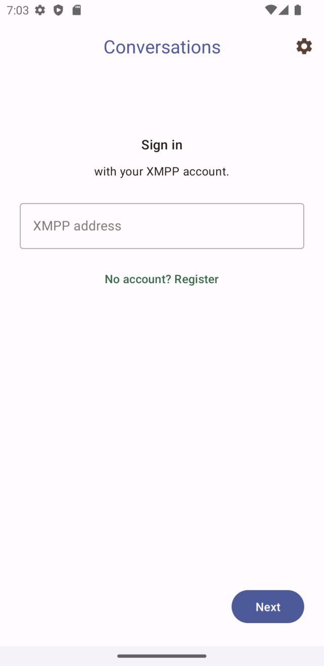 The same setup screen on a device that has Material You support. This time the text is blue and follows the operating system colors.