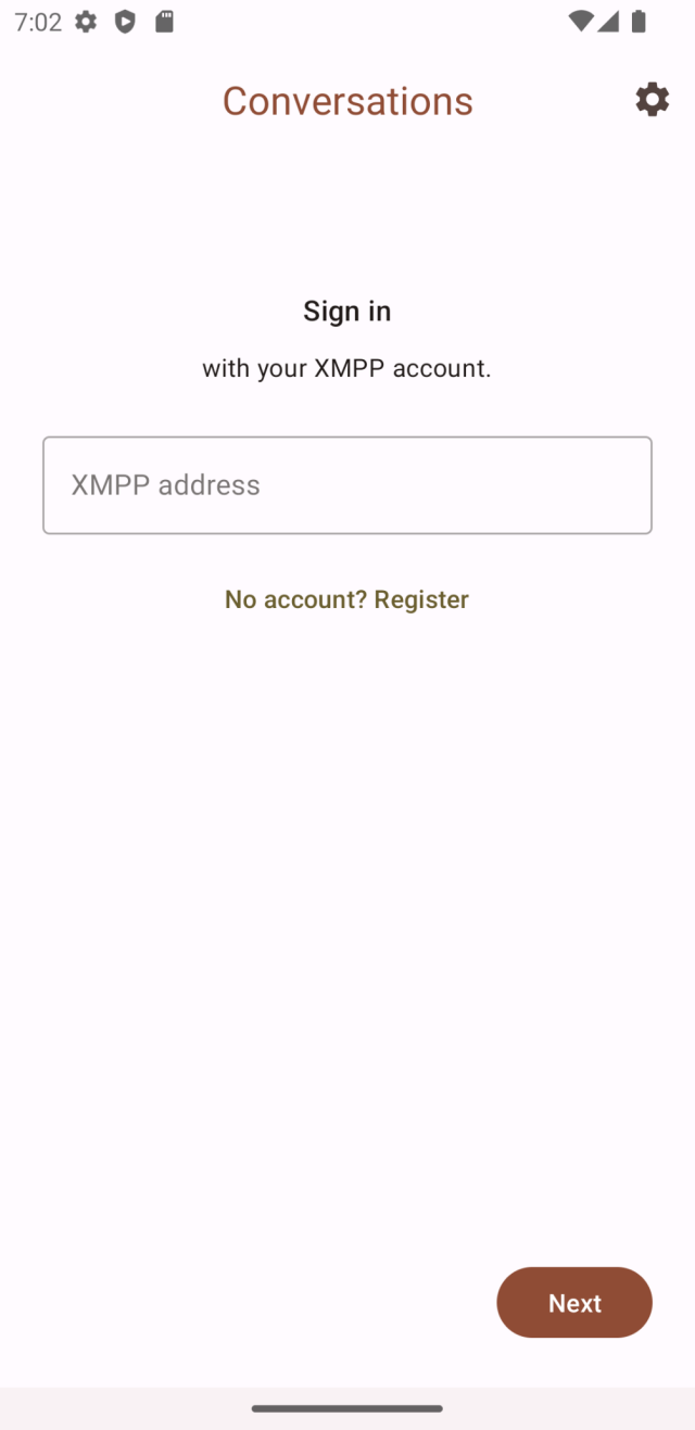 The same setup screen on a device that has Material You support. This time the text is brown and follows the operating system colors.