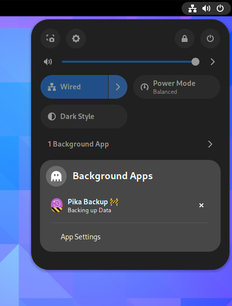Screenshot of Shell menu showing "Background Apps"