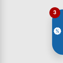 A small blue tab on the right-hand side of a website, with a '%' icon and a notification badge showing the number 3.