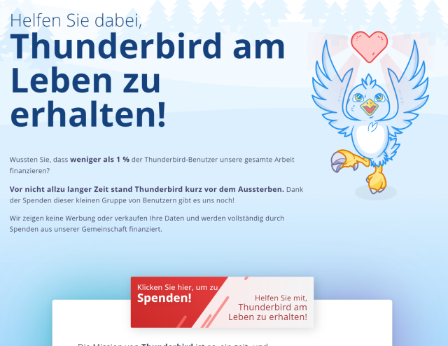 Spendenseite von Thunderbird