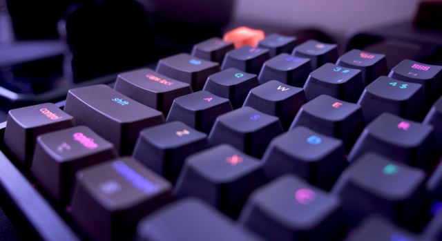 close-up image of the left side of a computer keyboard with colorful keys