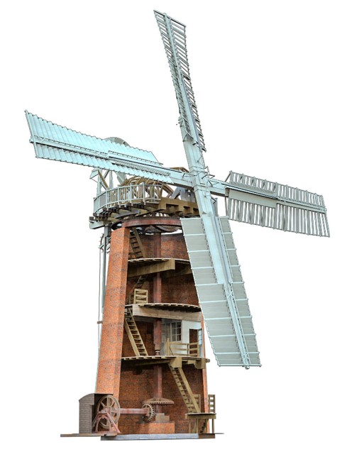 Color windmill cutaway showing internal steps