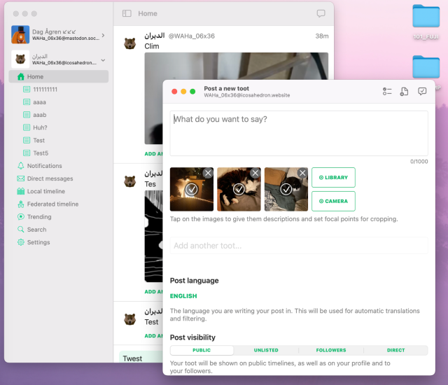 A screenshot of Toot! running on macOS
