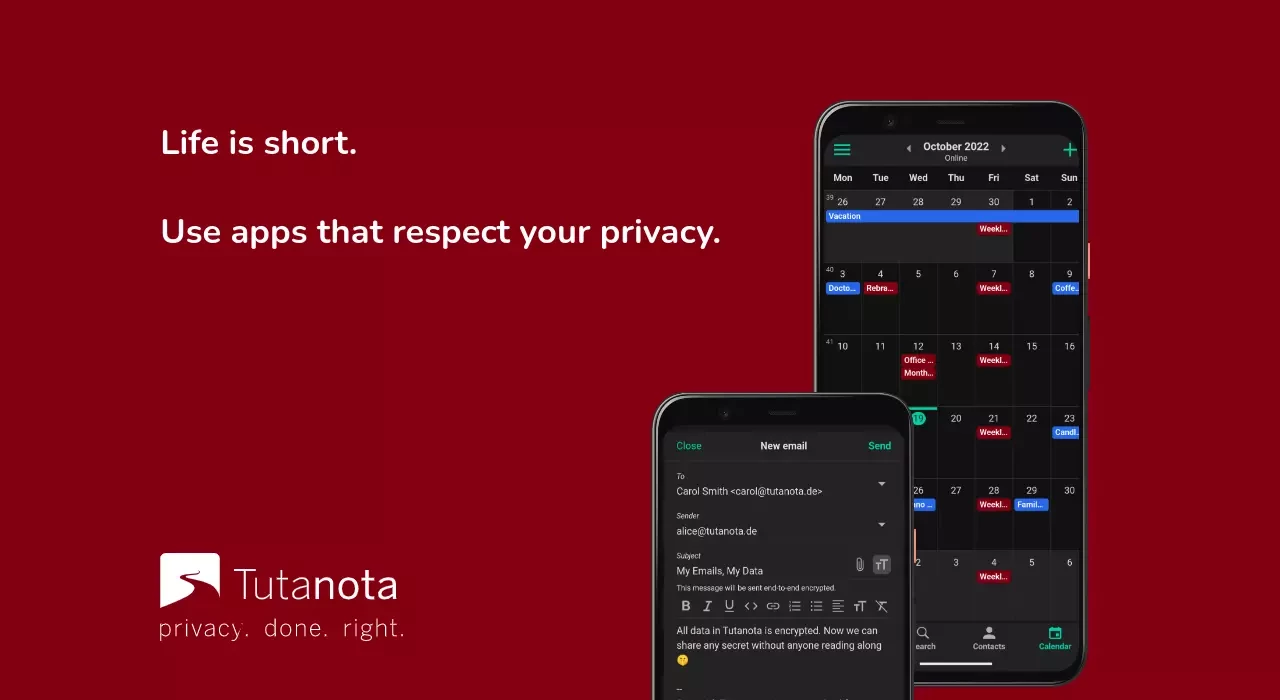 Screenshot of the Tutanota app!