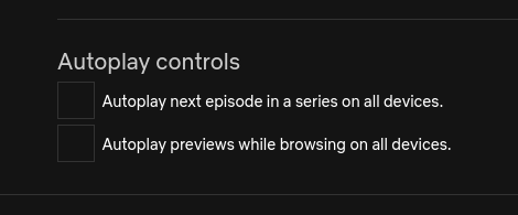 "Autoplay next episode in a series on all devices" is not checked.