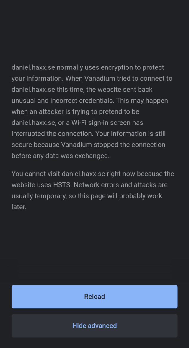 TLS issue screenshot, advanced.