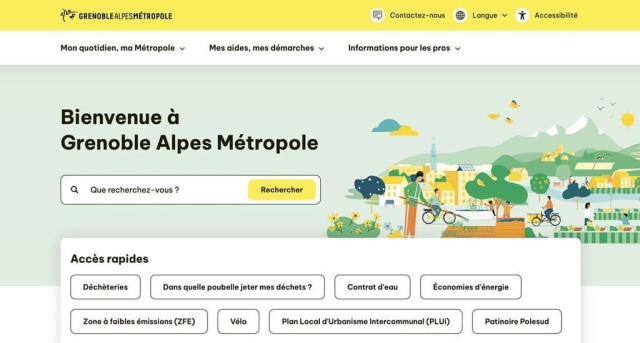 Capture d'écran de la page d'accueil du site grenoblealpesmetropole.fr