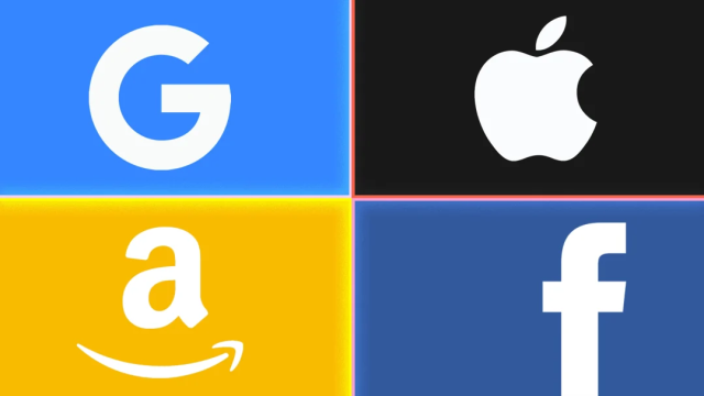 Logos of Google, Apple, Amazon and Facebook