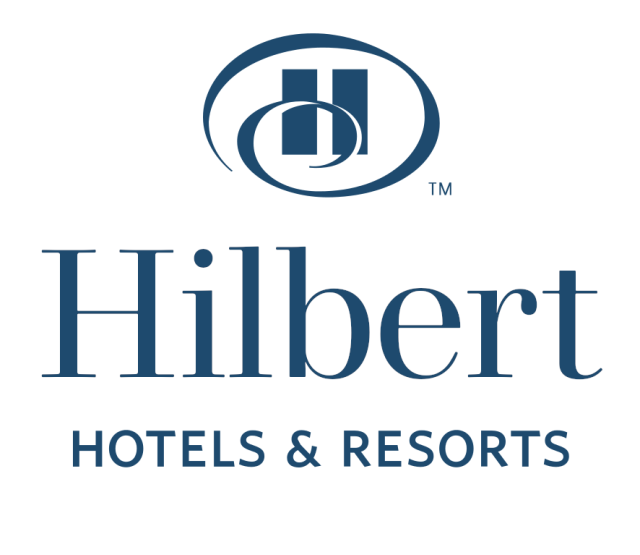 The Hilton Hotels & Resorts logo & logotype except it's "Hilbert Hotels & Resorts". The font looks very similar (I tried my best).