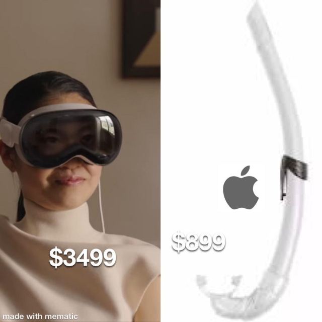 Meme: Apple VR 3499$, Apple Snorkel 899$