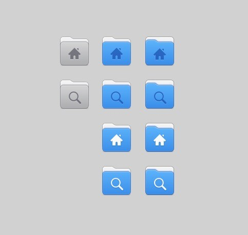Several iterations and variants of the Files app icon for elementary OS