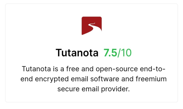 An image of Tutanota having a rating of 7.5