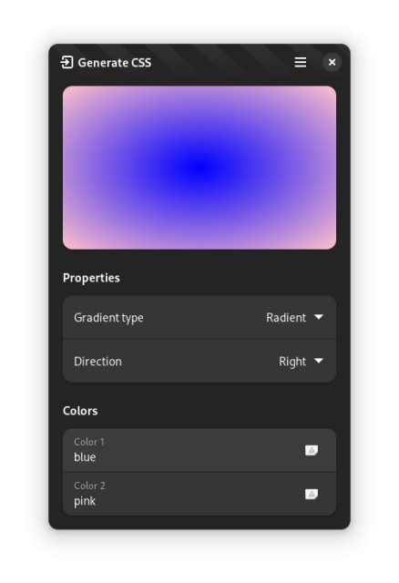 Vibrant app showing a new gradient selector and a radial gradient