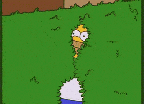 homer disappearing into green hedge meme gif