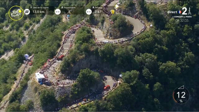 Na fotce je poslední stoupání na Grand Colombier z dnešní etapy