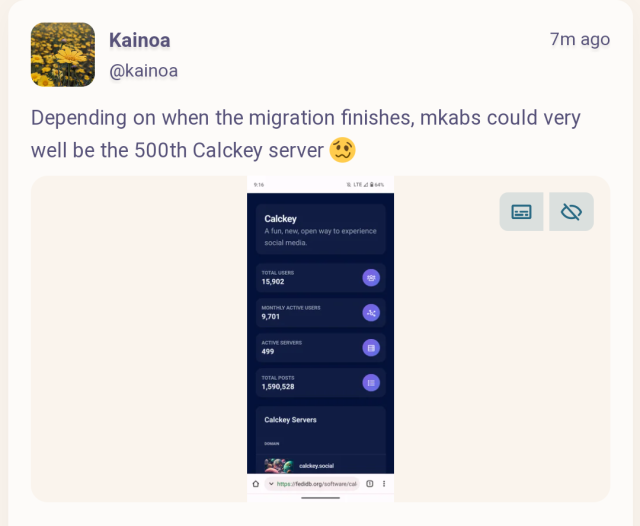 The same post in a web browser. The text is more readable even though the image is smaller 