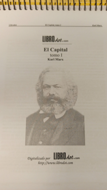 Portada de El Capital, tomo 1, de Karl Marx.