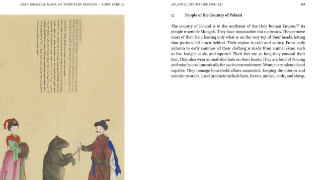 Fragment książki "Qing Imperial Illustrations of Tributary Peoples" z XVIII wieku