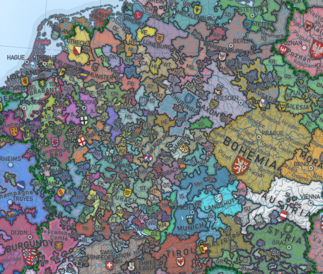 Map of the central Europe during the middle ages under the Holy Roman Empire
