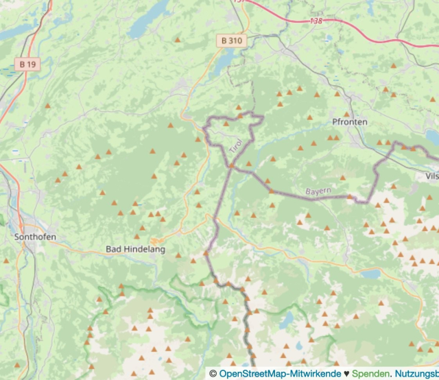 Map showing the Austrian pene-exclave of Jungholz