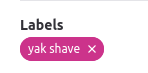 screenshot of a tiny bit of gitlab, which the label "yak shave"
