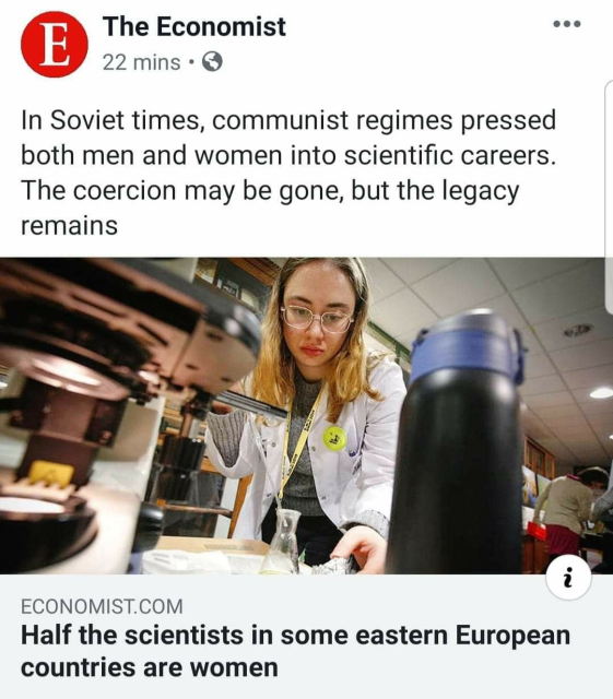 The Economist

In Soviet times, communist regimes pressed both men and women into scientific careers. The coercion may be gone, but the legacy remains

Half the scientists in some eastern European countries are women 