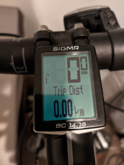 Cyclocomputer Sigma BC 14.16 mounted on my bike
