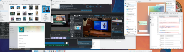 The Plasma 5.27 desktop with load of open KDE apps.