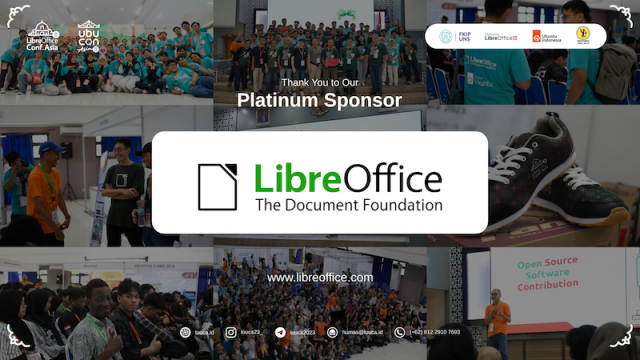 Sponsor banner, with photos from the event in the background