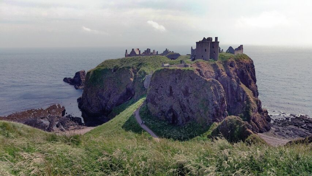At the entrance of Dunnottar Castle, Aberdeenshire