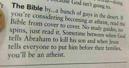 The Bible by... a bunch of guys in the desert. If you're considering becoming an atheist, read the Bible from cover to cover. No study guides, no spins, just read it. Sometime between when God tells Abraham to kill his son and when Jesus tells everyone to put him before their family you'll be an atheist.
