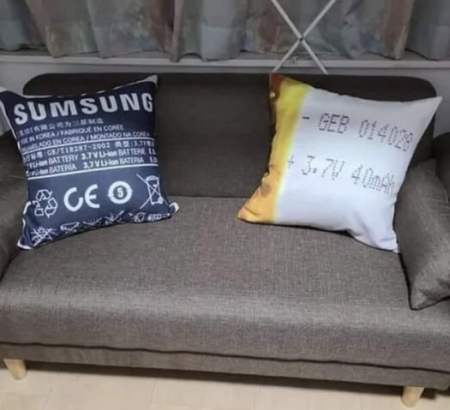 Decorative pillows with lithium battery labels as the cover