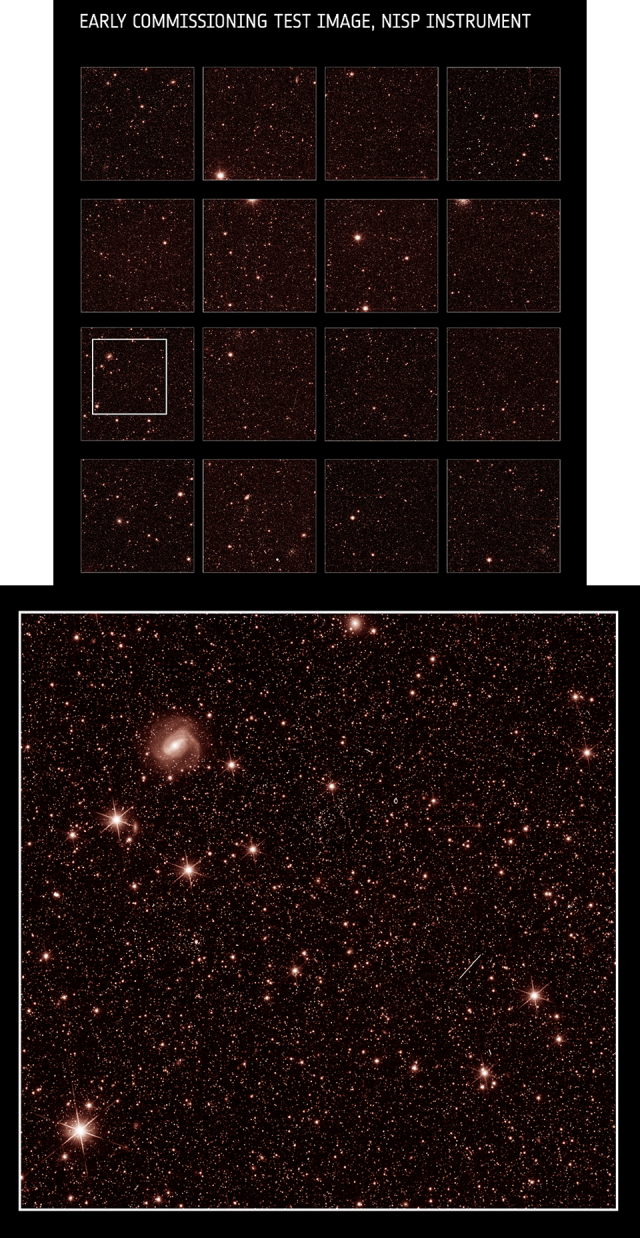 Early commissioning test image by Euclid's NISP instrument