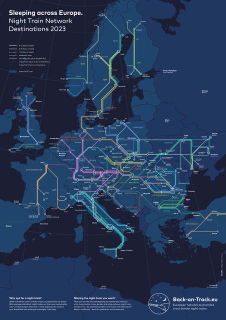 Night Train Network Map of Europe 2023. Central/Eastern Europe are king. Western Europe sucks.