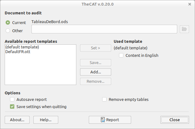 Screenshot of TheCAT LibreOffice extension