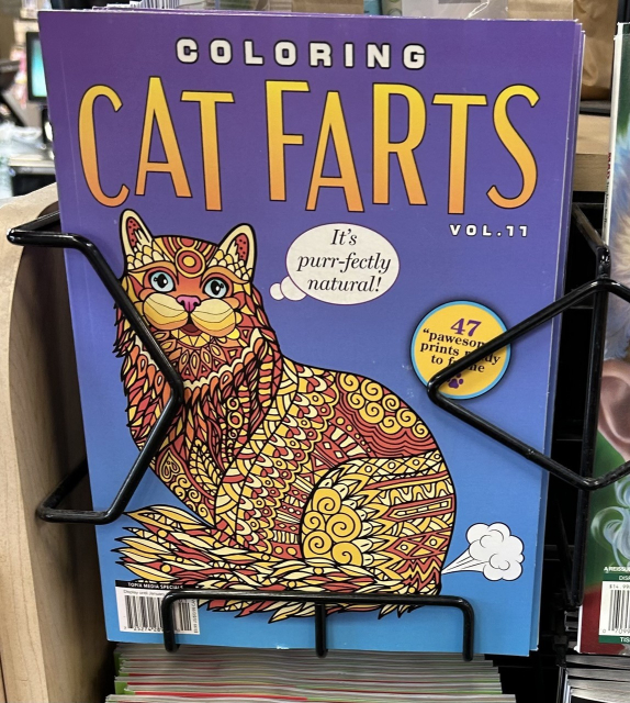a cat fart coloring book. yes. cat farts. it’s real I swear