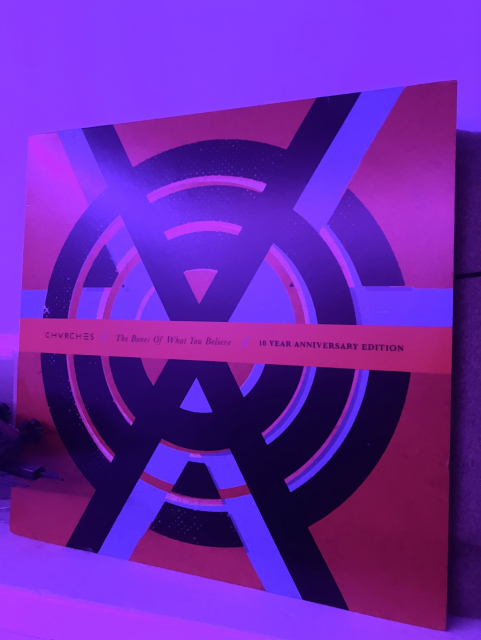 The LP of the tenth anniversary edition of The Bones of What You Believe, by Chvrches